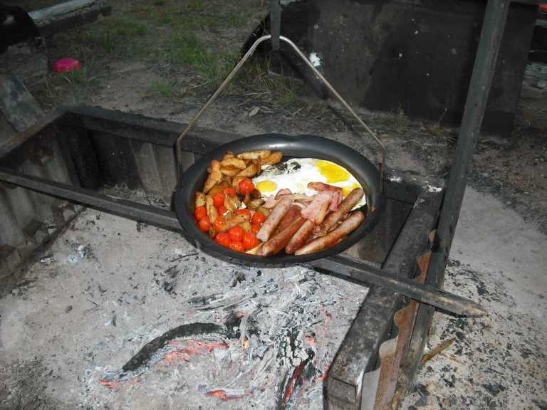 Dinner by campfire