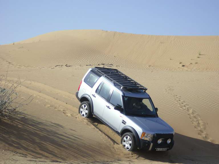 LR3 in UAE dunes near Dubai